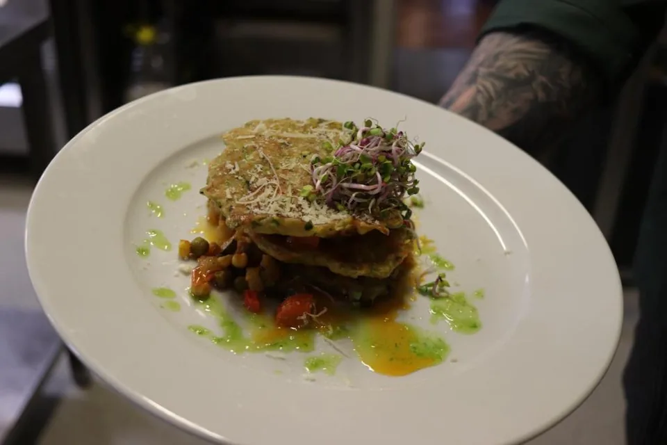 Chef's speciality with microgreens