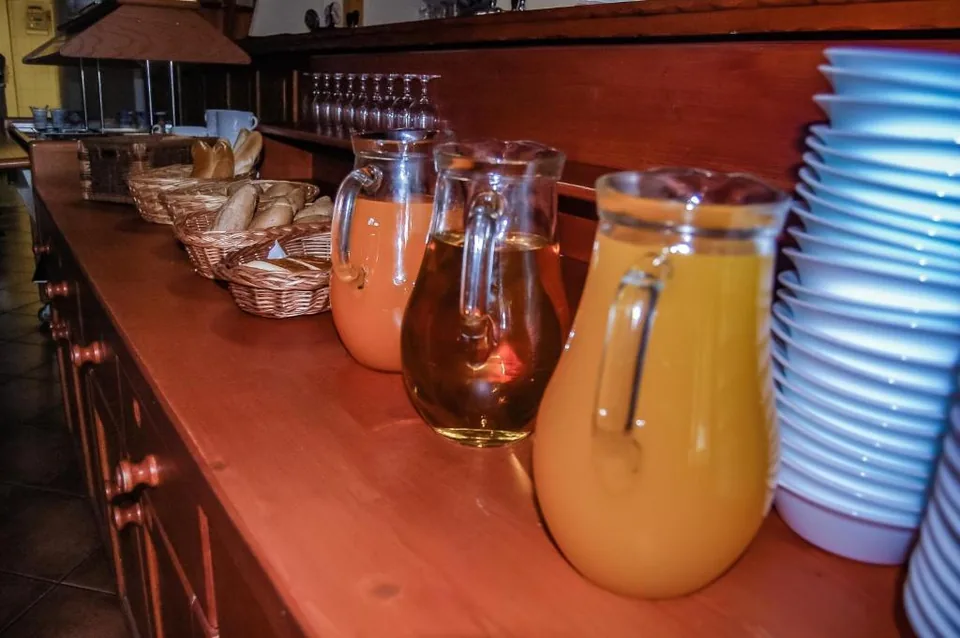 Drinks buffet and plates ready to serve