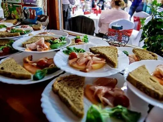 Buffet tables at a corporate event